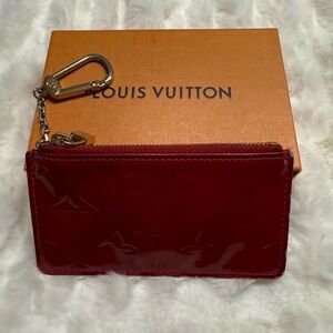 Louis Vuitton Scarlet Red Key Cles Pouch with Gold Clasp